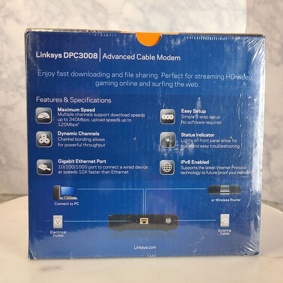 Linksys DPC3008-CC Advanced Cable Modem Comcast Certified New/Sealed - Picture 2 of 4
